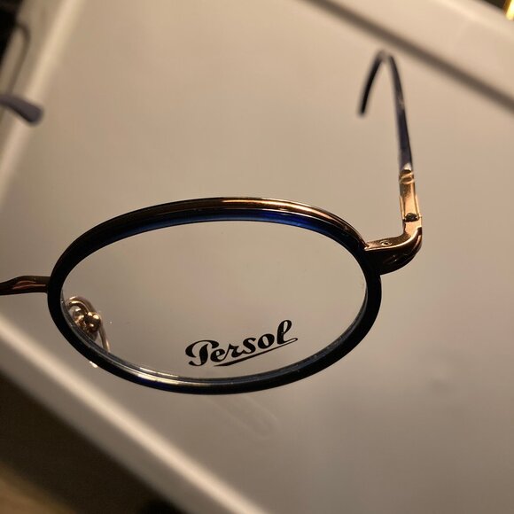 Persol Oval Eyeglasses Metallic Brown Blue 50mm - Picture 4 of 6